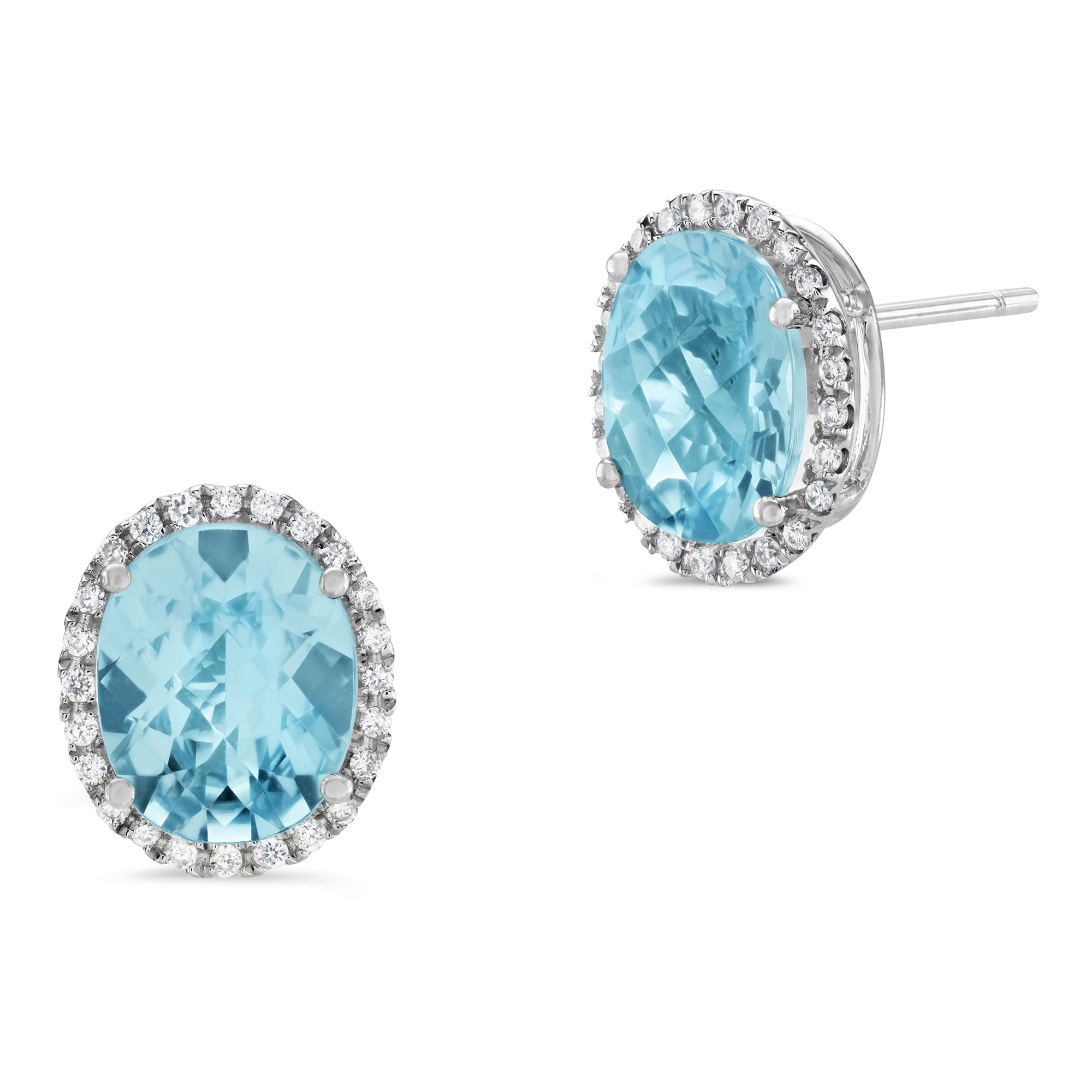 Carat White Gold Oval Cut Blue Topaz Stud Earrings Gemset Earrings