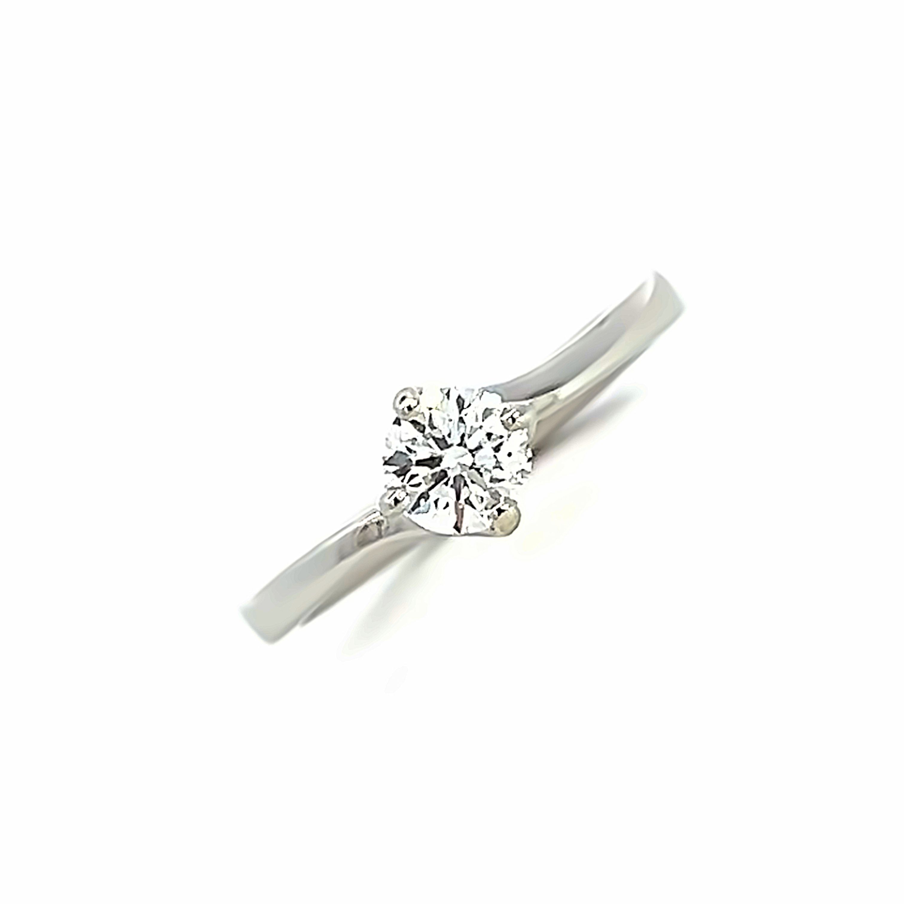 Platinum and Diamond Four Claw Solitaire Diamond Ring 0.50 Cts