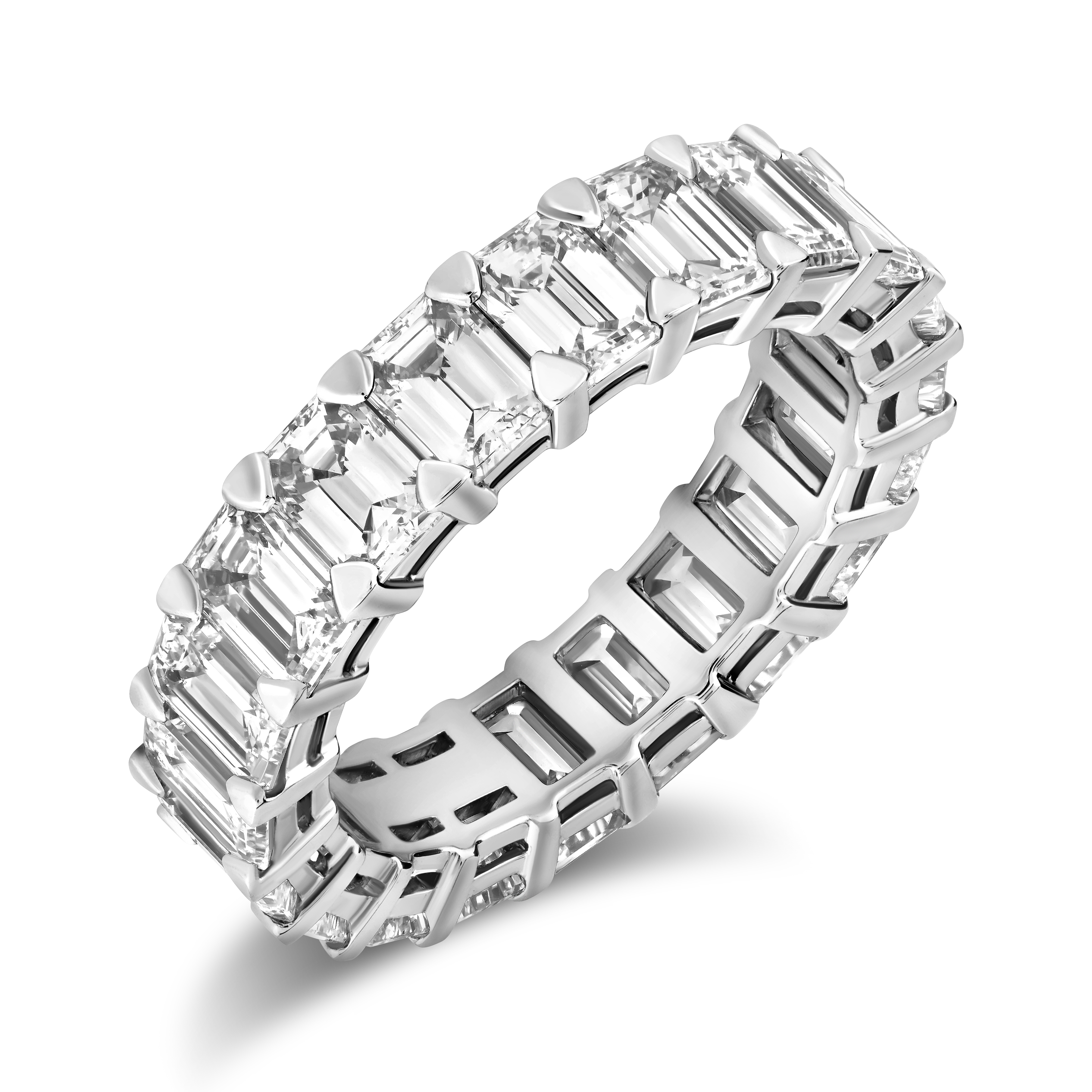 Platinum Emerald Cut Full Eternity Ring - 6.21 Carats - Claw set ...