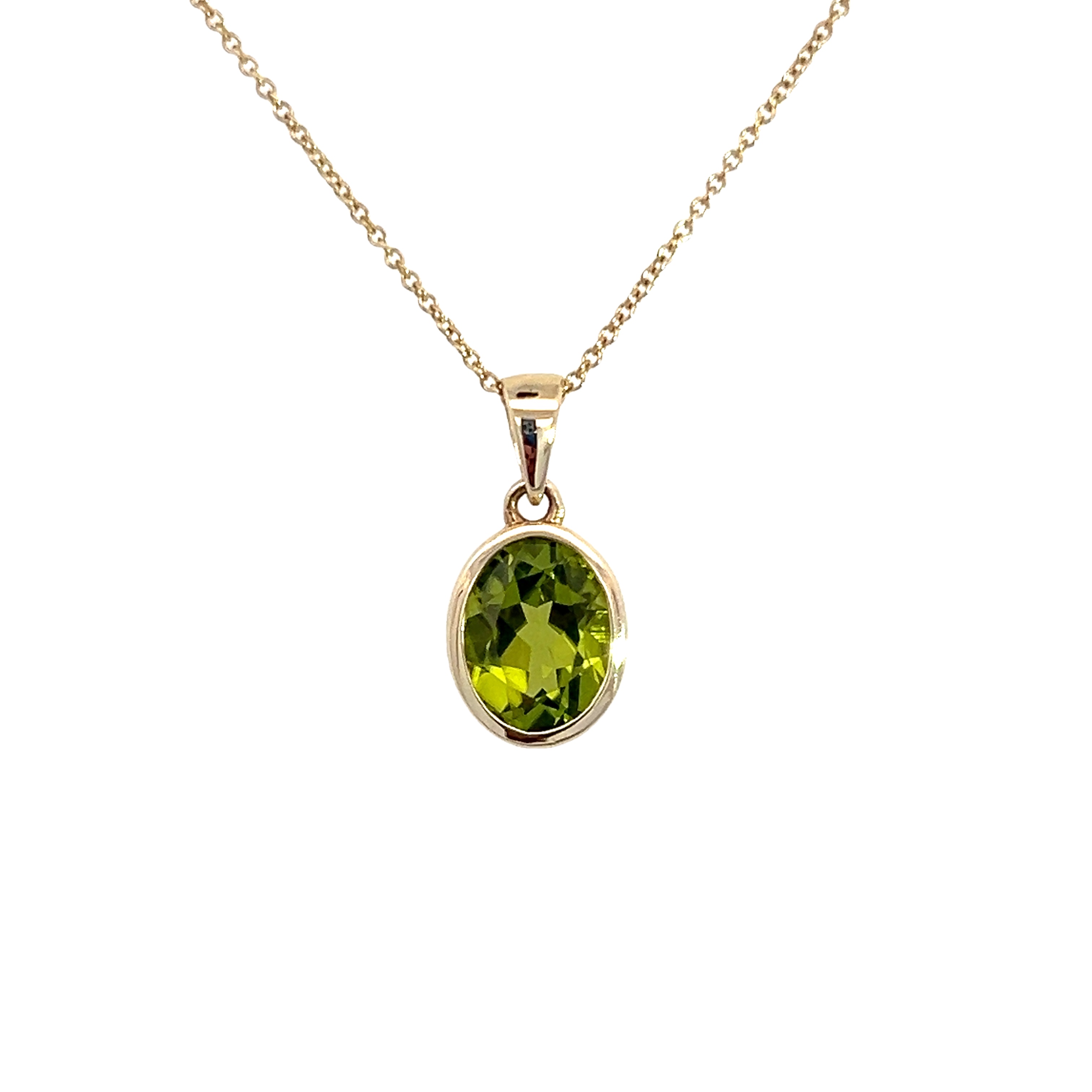 9 Carat Yellow Gold 9x7 Oval Peridot