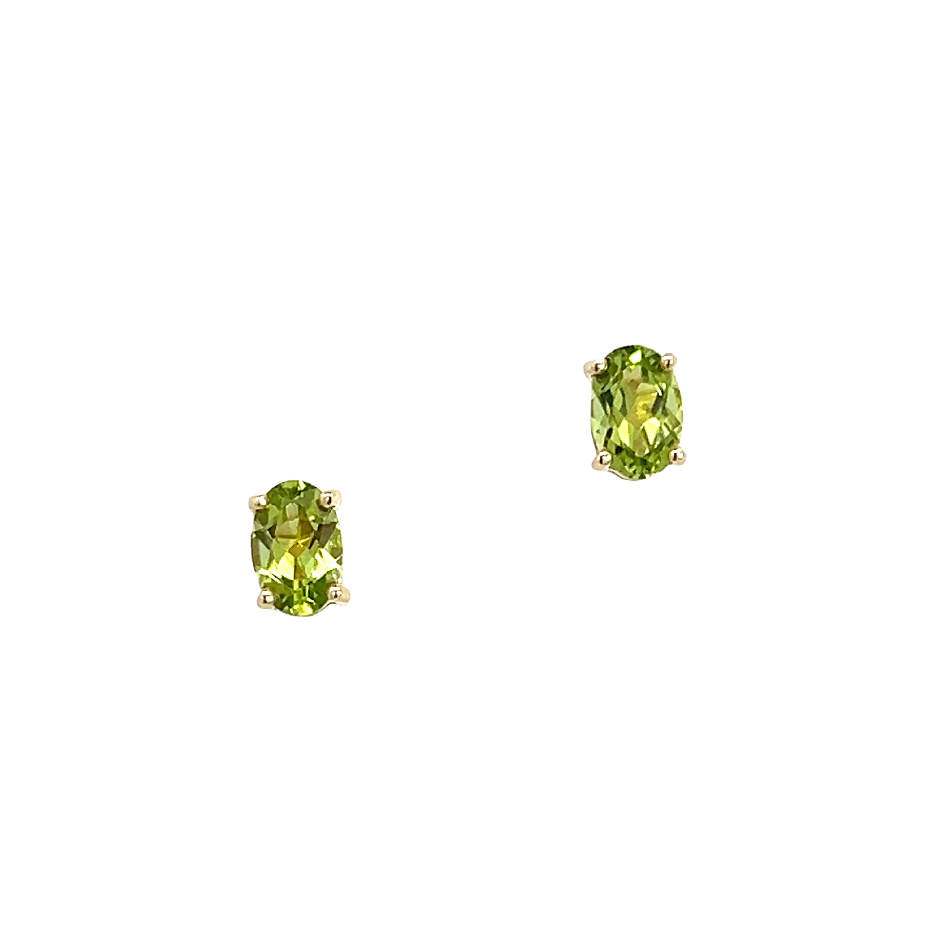 9 Carat Yellow Gold Oval 6x4 Peridot Studs