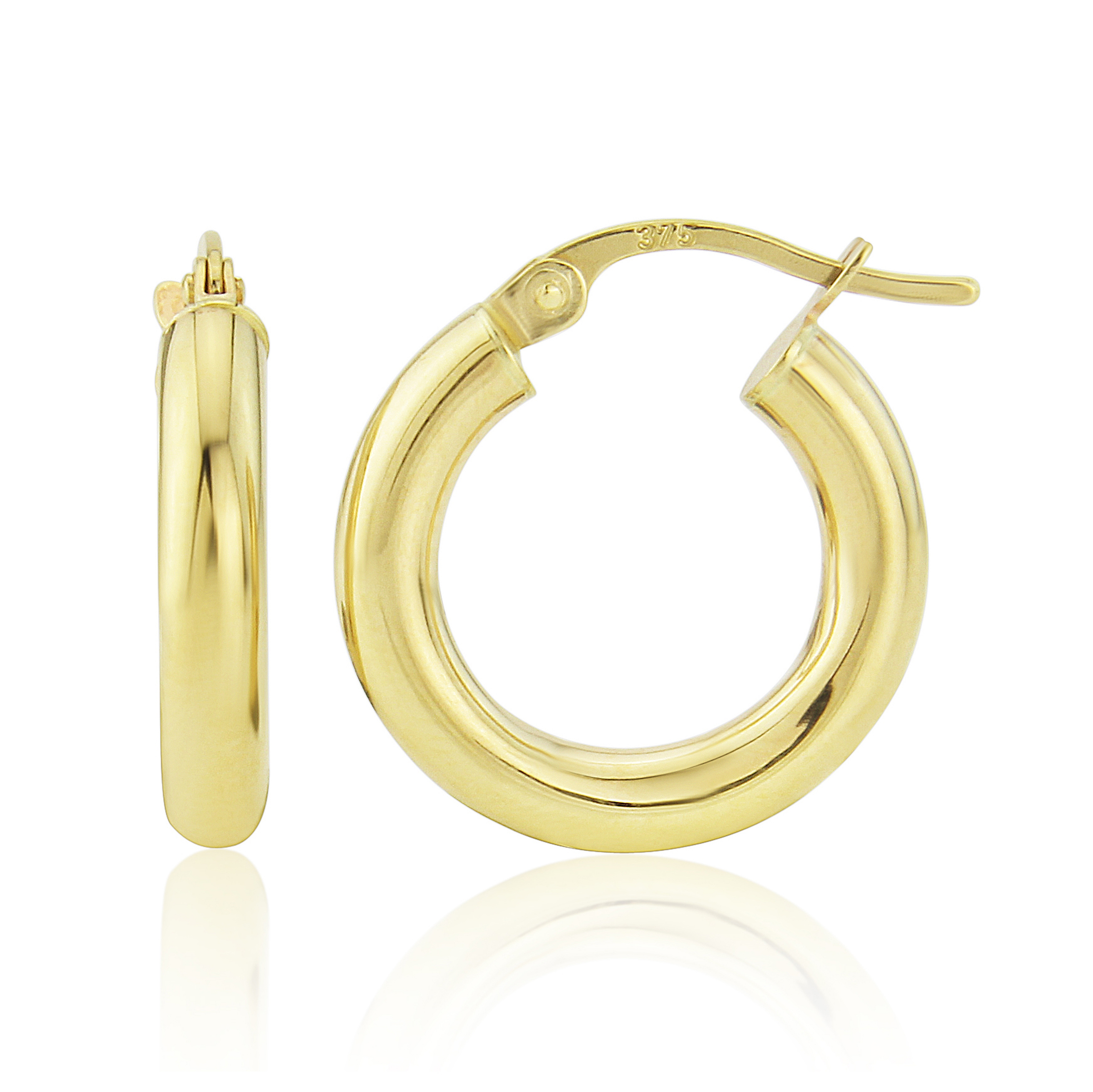 9ct Yellow gold extra small 10mm hoops - - Gemset & Pearl Jewellery