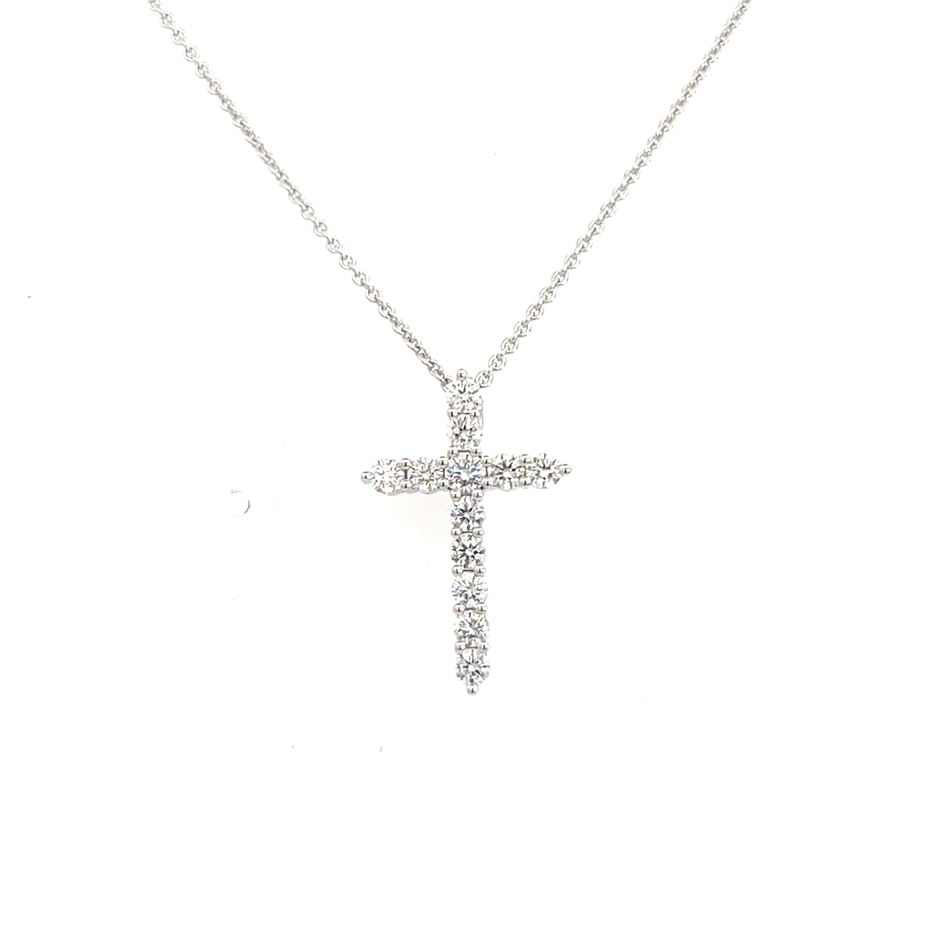 18 Carat White Gold 12 Stone Diamond Cross 0.54 Carats  GVS