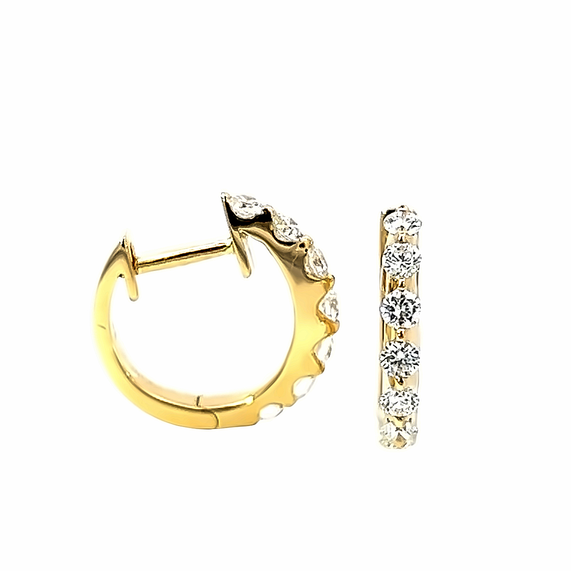 18 Carat Yellow  Gold Diamond Hoops - 14mm