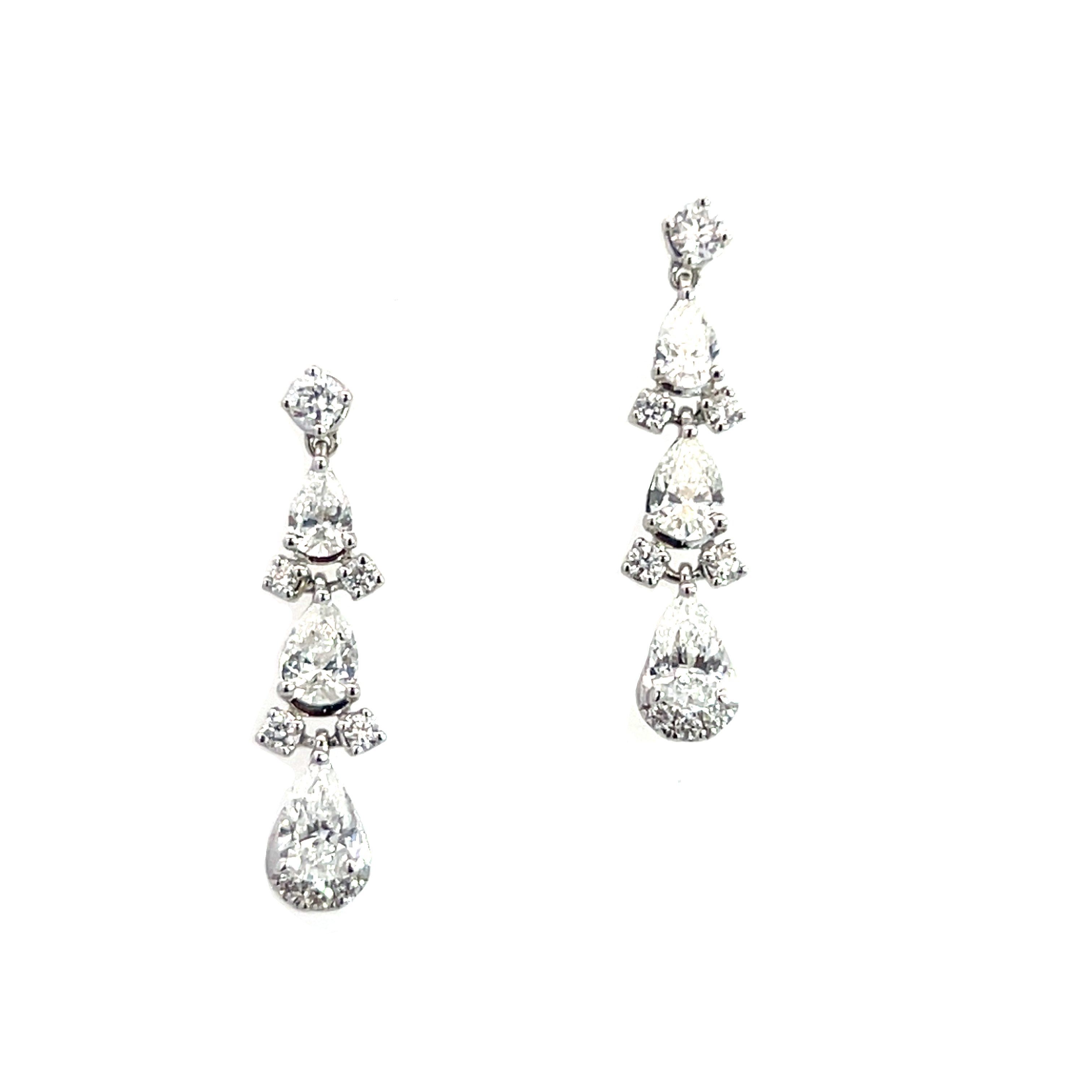 18 Carat White Gold Diamond Drop Earrings 1.10 Carats