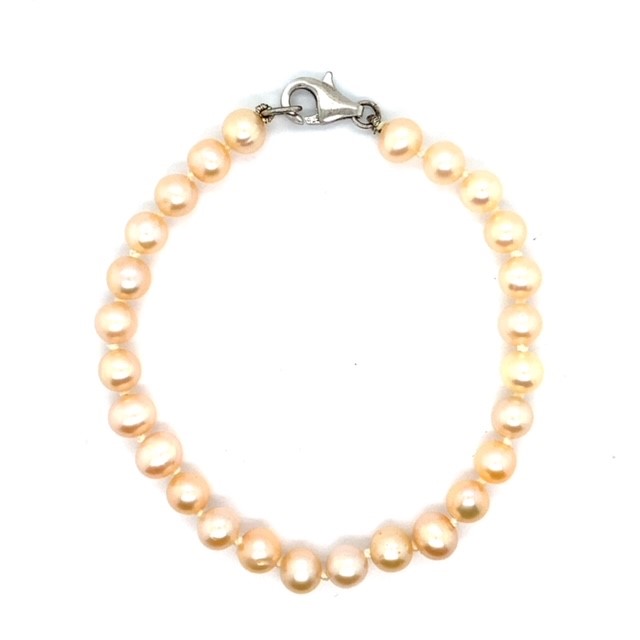 Silver pink pearl bracelet